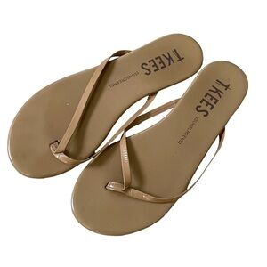 TKEES Glosses Thong Flip Flop Flat Sandals Camel Tan 7